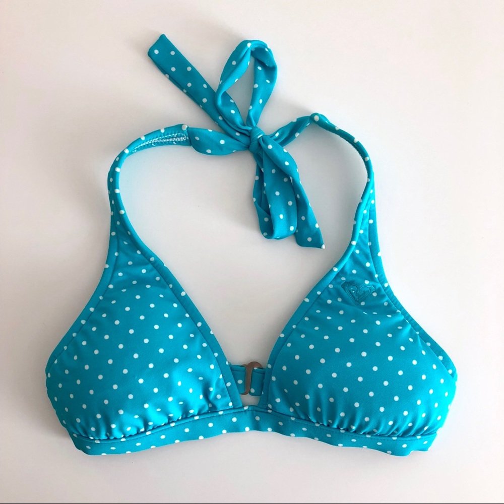 Roxy Teal Blue Bikini Halter Top
